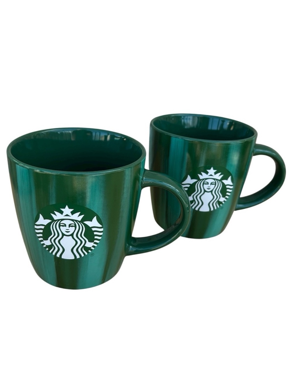 Set of 2 Starbucks Green Marbled Siren Logo Coffee Mugs from 2022 Collectible
